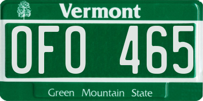 VT license plate OFO465