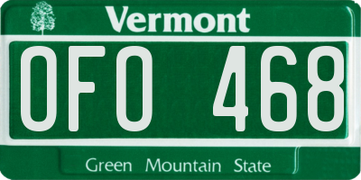 VT license plate OFO468