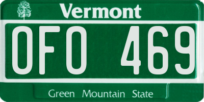 VT license plate OFO469