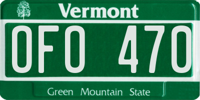 VT license plate OFO470