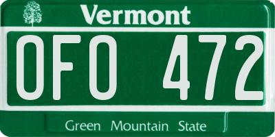VT license plate OFO472