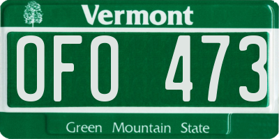 VT license plate OFO473