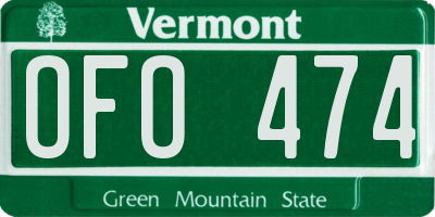 VT license plate OFO474