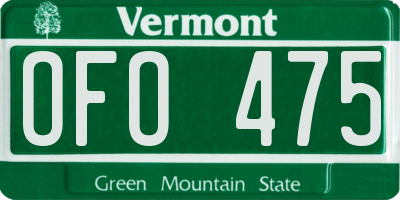 VT license plate OFO475