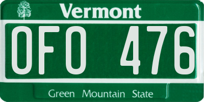 VT license plate OFO476