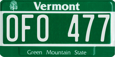 VT license plate OFO477
