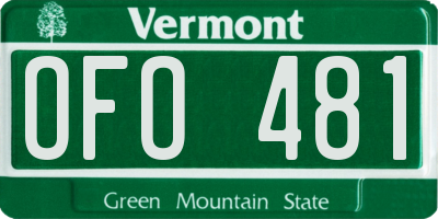 VT license plate OFO481
