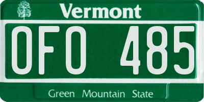 VT license plate OFO485