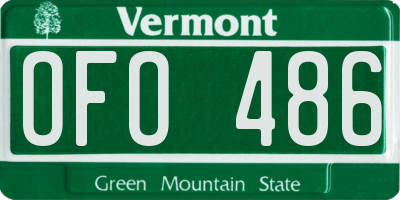 VT license plate OFO486