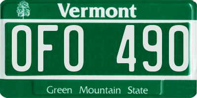 VT license plate OFO490