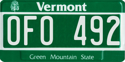 VT license plate OFO492