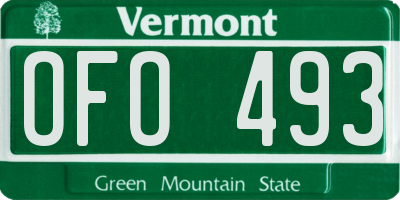 VT license plate OFO493
