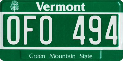 VT license plate OFO494