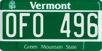 VT license plate OFO496