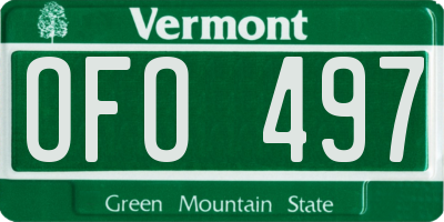 VT license plate OFO497