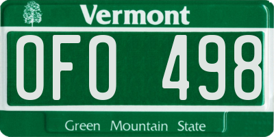 VT license plate OFO498