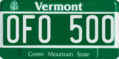 VT license plate OFO500