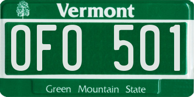 VT license plate OFO501