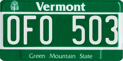 VT license plate OFO503