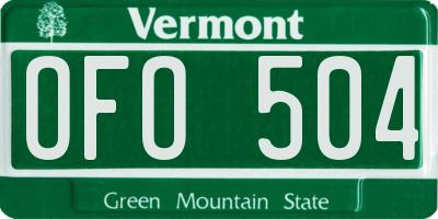 VT license plate OFO504