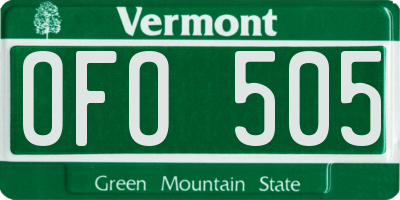 VT license plate OFO505