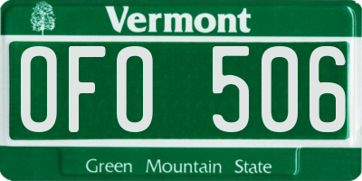 VT license plate OFO506