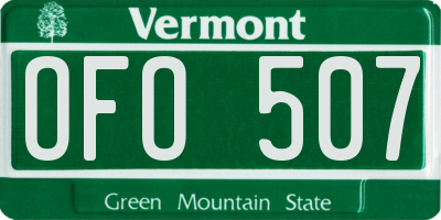 VT license plate OFO507