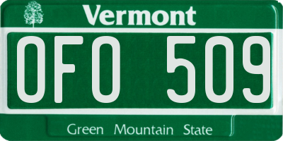 VT license plate OFO509