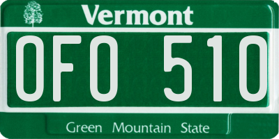 VT license plate OFO510