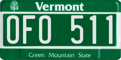 VT license plate OFO511