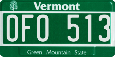 VT license plate OFO513