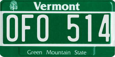 VT license plate OFO514