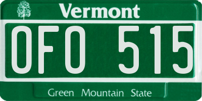 VT license plate OFO515