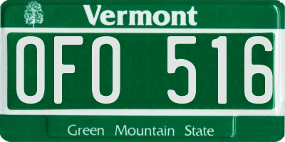 VT license plate OFO516