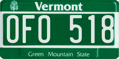VT license plate OFO518