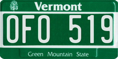 VT license plate OFO519