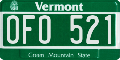 VT license plate OFO521