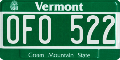 VT license plate OFO522