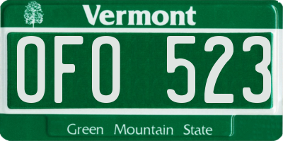 VT license plate OFO523