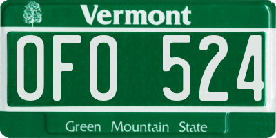 VT license plate OFO524