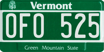 VT license plate OFO525