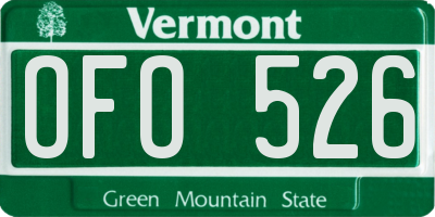 VT license plate OFO526