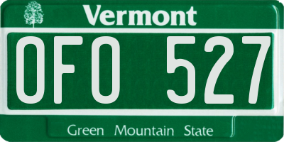 VT license plate OFO527