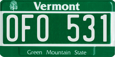 VT license plate OFO531