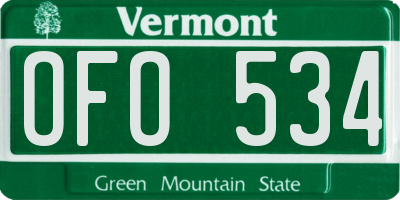 VT license plate OFO534
