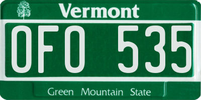 VT license plate OFO535