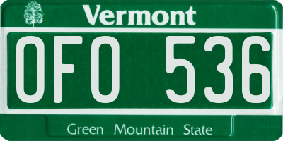 VT license plate OFO536