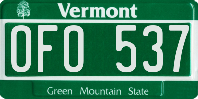 VT license plate OFO537