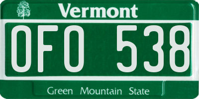 VT license plate OFO538