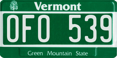 VT license plate OFO539